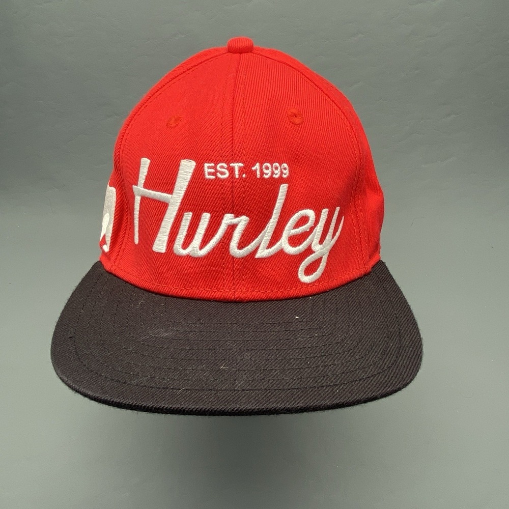 Hurley Dad Hat Baseball Cap Embroidered Red White & Black Snapback Bear Logo